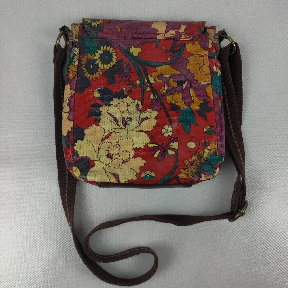 Sakroots Artist Circle Small Crossbody Messenger Purse Coated Canvas Floral Boho - Picture 2 of 11